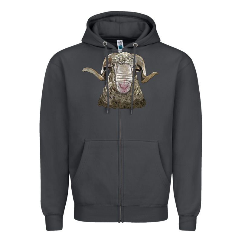 Rambouillet Sheep Head Zipper Hoodie by LillyAllenDesigns | Teevron