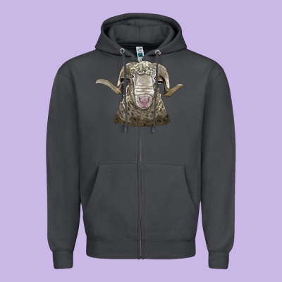 Rambouillet Sheep Head Zipper Hoodie Designed By Lillyallendesigns