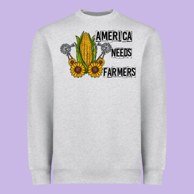 America Needs Farmers Heavyweight Sweatshirt Designed By Cowhidedigitalart