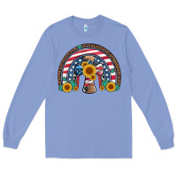 Colony Blue cross american flag cowhide  leopard gemstone rainbow Long Sleeve Tee - Artiststas