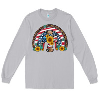 Moon Dust cross american flag cowhide  leopard gemstone rainbow Long Sleeve Tee - Artiststas