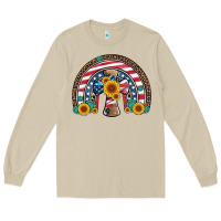 Mushroom cross american flag cowhide  leopard gemstone rainbow Long Sleeve Tee - Artiststas