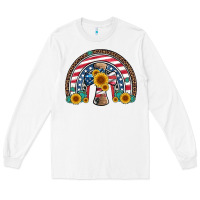 White cross american flag cowhide  leopard gemstone rainbow Long Sleeve Tee - Artiststas