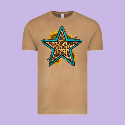 Western Leopard Star Vintage Tee Designed By Hra Design Shop