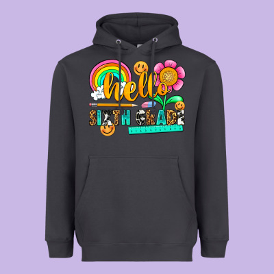 Hello Sixth Grade Heavyweight Hoodie Designed By Nancycooperartshop