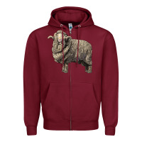Burgundy merino wool sheep Zipper Hoodie - LillyAllenDesigns