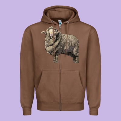 Merino Wool Sheep Zipper Hoodie Designed By Lillyallendesigns