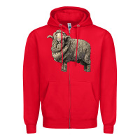 Red merino wool sheep Zipper Hoodie - LillyAllenDesigns