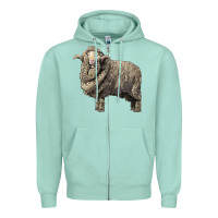 Seafoam merino wool sheep Zipper Hoodie - LillyAllenDesigns