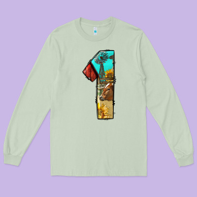 Farm Life Alphabet Numbers 1 Long Sleeve Tee Designed By Bundleandbundleshop