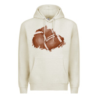 Oatmeal Heather football patch Premium Hoodie - AdoDesignShop