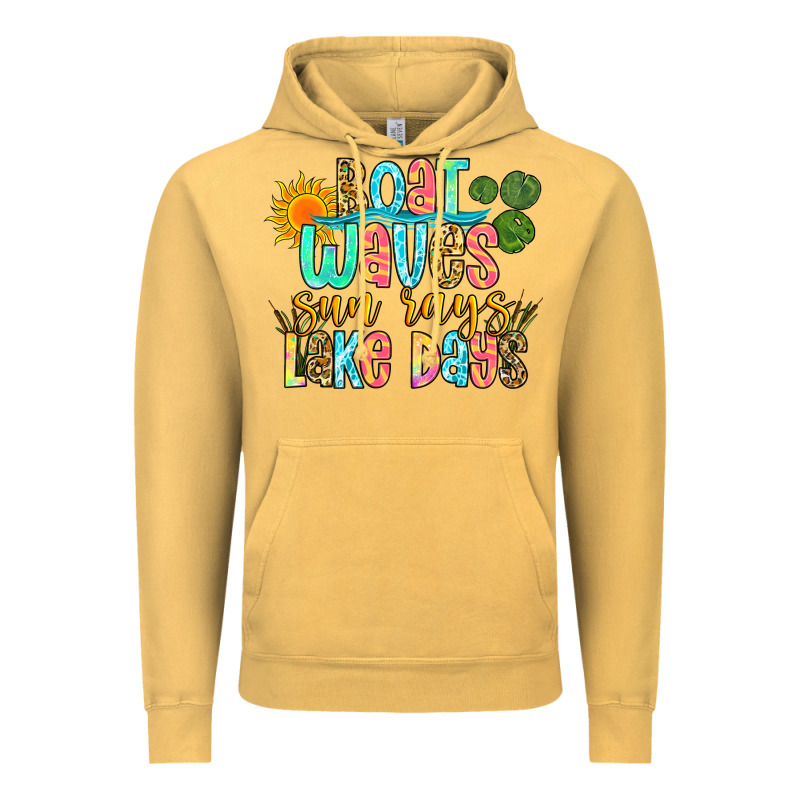 Boat Waves Sun Rays Lake Days Vintage Hoodie by Zillion Design Studio | Teevron