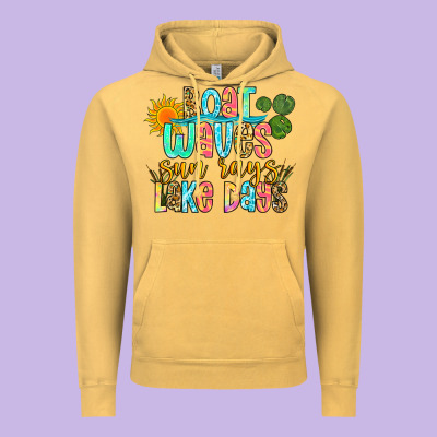 Boat Waves Sun Rays Lake Days Vintage Hoodie Designed By Zillion Design Studio