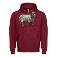 Burgundy hampshire sheep Zipper Hoodie - LillyAllenDesigns