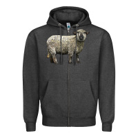 Charcoal Heather hampshire sheep Zipper Hoodie - LillyAllenDesigns