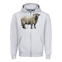 Heather Grey hampshire sheep Zipper Hoodie - LillyAllenDesigns