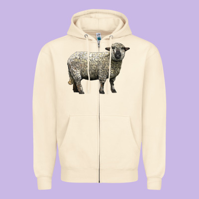 Hampshire Sheep Zipper Hoodie Designed By Lillyallendesigns