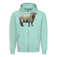 Seafoam hampshire sheep Zipper Hoodie - LillyAllenDesigns