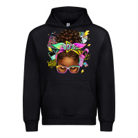 Black 80's babe afro messy bun Urban Hoodie - texasbilliewilder