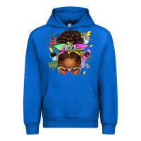 Cobalt 80's babe afro messy bun Urban Hoodie - texasbilliewilder