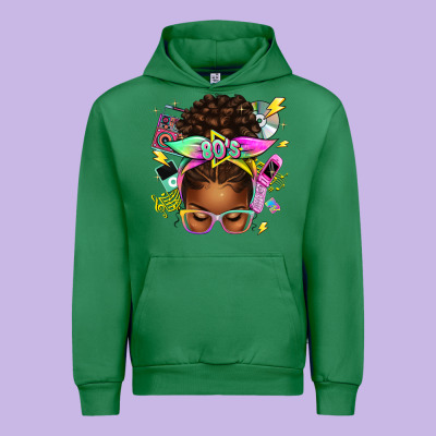 80's Babe Afro Messy Bun Urban Hoodie Designed By Texasbilliewilder