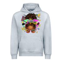 Heather Grey 80's babe afro messy bun Urban Hoodie - texasbilliewilder
