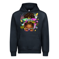 Navy 80's babe afro messy bun Urban Hoodie - texasbilliewilder