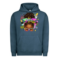 Pigment Midnight Navy 80's babe afro messy bun Urban Hoodie - texasbilliewilder