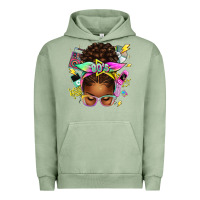 Pigment Oil Green 80's babe afro messy bun Urban Hoodie - texasbilliewilder