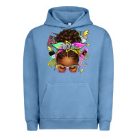 Pigment Pebble Blue 80's babe afro messy bun Urban Hoodie - texasbilliewilder
