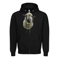 Black hampshire sheep head Zipper Hoodie - LillyAllenDesigns