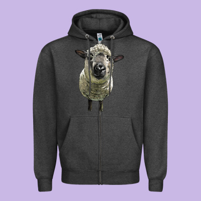 Hampshire Sheep Head Zipper Hoodie Designed By Lillyallendesigns