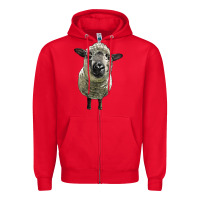 Red hampshire sheep head Zipper Hoodie - LillyAllenDesigns