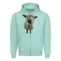 Seafoam hampshire sheep head Zipper Hoodie - LillyAllenDesigns