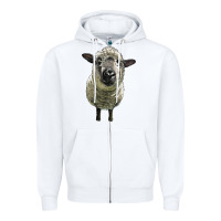 White hampshire sheep head Zipper Hoodie - LillyAllenDesigns