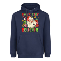 Navy don't stop believin' Heavyweight Hoodie - MaliasSmallBusiness