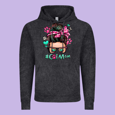 Cat Mom Messy Bun Vintage Hoodie Designed By Zillion Design Studio
