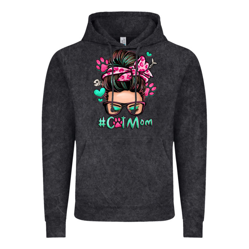 Cat Mom Messy Bun Vintage Hoodie by Zillion Design Studio | Teevron