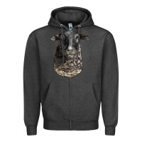Charcoal Heather dorper sheep head Zipper Hoodie - LillyAllenDesigns