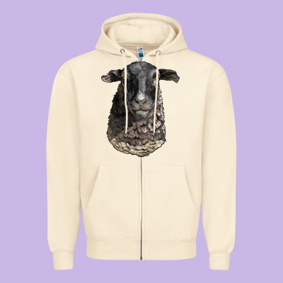 Dorper Sheep Head Zipper Hoodie Designed By Lillyallendesigns