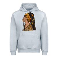 Heather Grey Fall afro woman Urban Hoodie - NancyCooperArtShop