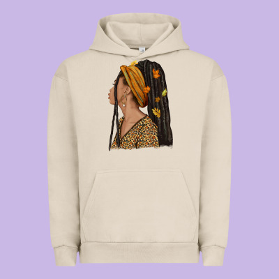 Fall Afro Woman Urban Hoodie Designed By Nancycooperartshop