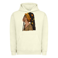 Pigment Pistachio Fall afro woman Urban Hoodie - NancyCooperArtShop