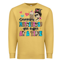 Antique Gold surviving motherhood one coffee at a time Premium Sweatshirt - MaliasSmallBusiness