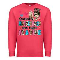 Cardinal surviving motherhood one coffee at a time Premium Sweatshirt - MaliasSmallBusiness