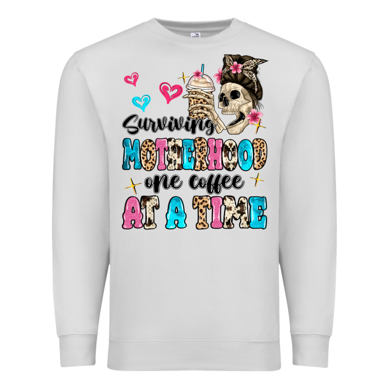 Surviving Motherhood One Coffee At A Time Premium Sweatshirt by MaliasSmallBusiness | Teevron
