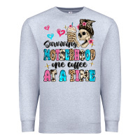 Heather Grey surviving motherhood one coffee at a time Premium Sweatshirt - MaliasSmallBusiness