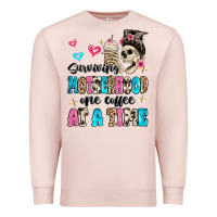 Pale Pink surviving motherhood one coffee at a time Premium Sweatshirt - MaliasSmallBusiness