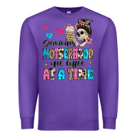Purple surviving motherhood one coffee at a time Premium Sweatshirt - MaliasSmallBusiness