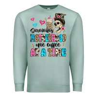 Seafoam surviving motherhood one coffee at a time Premium Sweatshirt - MaliasSmallBusiness